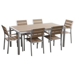 Gartenmöbel Set Braun Aluminium Kunstholz 6-Sitzer Minimalistisch Terrasse Outdoor