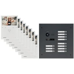 Video Türsprechanlage BALTER EVO QUICK für 11 Familienhaus in Anthrazitgrau mit 11x 4,3 Zoll Monitor