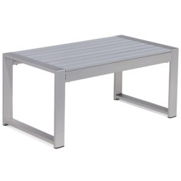 Gartentisch Hellgrau Aluminium Couchtisch 90 x 50 cm Terrasse Balkon Outdoor & Indoor Modern
