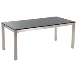 Gartentisch Schwarz/Silber Granit/Basalt Edelstahl 180 x 90 cm Poliert Modern Outdoor