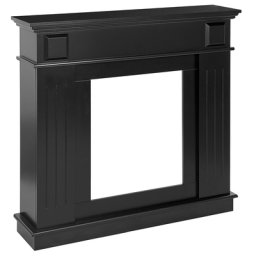 Kaminumrandung Schwarz MDF-Platte mit Sockel Schmal Retro Stil Klassisch Kaminkonsole Kaminattrappe Deko Wohnzimmer Schlafzimmer Flur Esszimmer