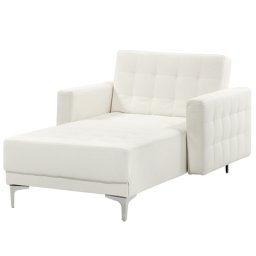 Chaiselongue Universal Weiß Kunstleder Metallfüße Klassisch
