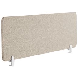 Schreibtisch Trennwand Beige Stoff PET Kunststoff 130 x 40 cm zum Aufstellen Klemmen Schallschutz Sichtschutz Pinnwand Büro Home Office