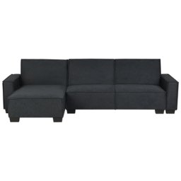 Ecksofa Dunkelgrau Polsterbezug L-Förmig Rechtsseitig Schlaffunktion Minimalistisch Wohnzimmer