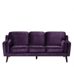 Sofa Violett Samtstoff 3-Sitzer Retro Minimalistisch Wohnzimmer