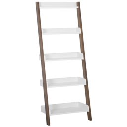 Bücherregal Dunkler Holzfarbton Weiß MDF Platte 166 x 45 x 36 cm Modern Dekorativ Trendy Fächer Großzügiger Stauraum Wohnzimmer