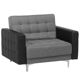 Sessel hellgrau schwarz Polsterbezug Kunstleder Metall Retro Stil verstellbare Rückenlehne Wohnzimmer