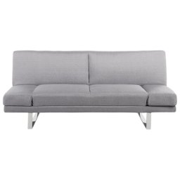 Sofa Hellgrau Polsterbezug 2-Sitzer Schlaffunktion Verstellbare Armlehnen Skandinavisch Modern Wohnzimmer