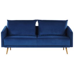 Sofa Dunkelblau Samtstoff 3-Sitzer 185 x 78 x 68 abnehmbare Kissenbezüge Minimalistisch Retro Wohnzimmer / Flur / Arbeitzimmer Modernes Desing