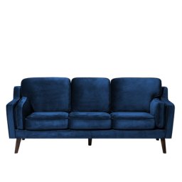 Sofa Dunkelblau Samtstoff 3-Sitzer Retro Minimalistisch Wohnzimmer