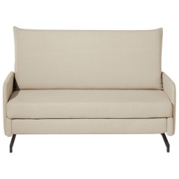 Sofa Beige Polsterbezug 2-Sitzer Schlaffunktion Klassisch Modern Wohnzimmer