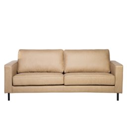 Sofa Beige Polsterbezug Lederoptik 3-Sitzer Minimalistisch Wohnzimmer