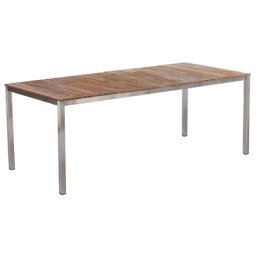 Gartentisch braun Teakholz Edelstahl 200x90cm modern Outdoor