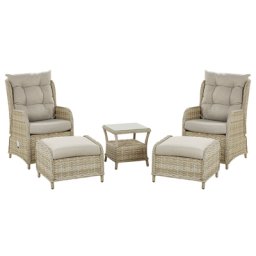 Gartenmöbel 2er Set Beige aus Rattan verstellbares Loungeset mit Kaffeetisch und Sitzkissen Balkon/Terrasse Dekorativ Elegant Modern
