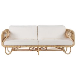 Gartenstuhl in Beige Rattan mit abziehbaren Sitz- und Rückenkissen Peerfekt für Garten Terasse Ausenbereich Modern