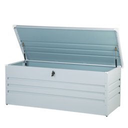Auflagenbox hellgrau Metall 165x70 cm Garten Terrasse