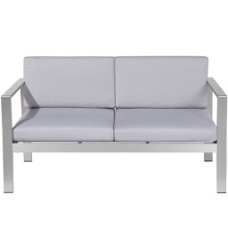 Gartensofa Hellgrau Aluminium 2-Sitzer Auflagen Outdoor