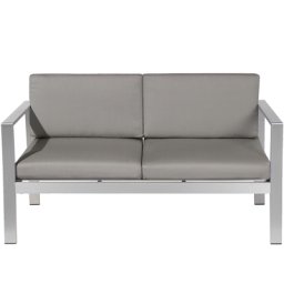 Gartensofa Dunkelgrau Aluminium 2-Sitzer Auflagen Outdoor
