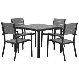 Gartenmöbel Set Grau Kunstholz Aluminium 4-Sitzer Balkon Terrasse Outdoor Modern