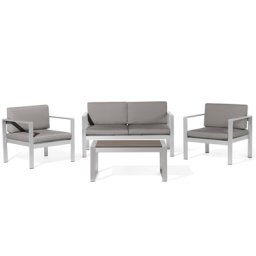 Gartenset Dunkelgrau Aluminium Polyester 6-Sitzer Terrasse Outdoor Modern