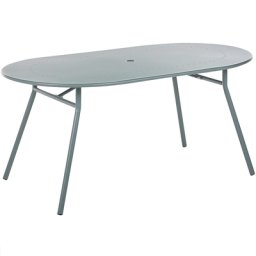 Gartentisch Blau Metall 160 x 90 cm für 4 Personen mit Schirmloch für Garten für Terrasse