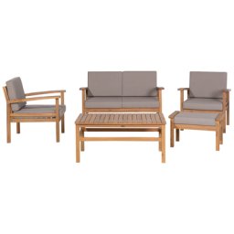 Gartenmöbel Set Hellbraun Zertifiziertes Akazienholz 5-teilig mit Auflagen Taupe 4-Sitzer Terrasse Outdoor Garten Ausstattung Sitzmöbel
