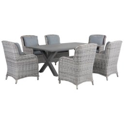 Gartenset grau Polyrattan Aluminium 6-Sitzer Modern Terrasse Outdoor