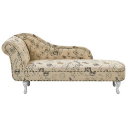 Chaiselongue Nimes Druckstoff Linksseitig Holz Chesterfield Style