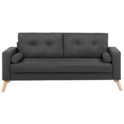 Sofa Dunkelgrau Polsterbezug 2-Sitzer Modern Zierkissen Wohnzimmer