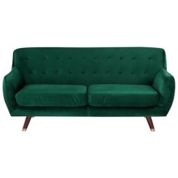 Sofa Dunkelgrün Samtstoff 3-Sitzer Minimalistisch Retro Wohnzimmer
