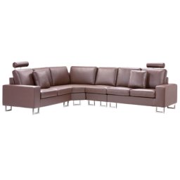 Ecksofa Braun rechtsseitig aus Leder Elegantes / Modernes Design