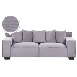 Sofa Hellgrau Cord 3-Sitzer Skandinavisch 5 Zierkissen Wohnzimmer Gästezimmer