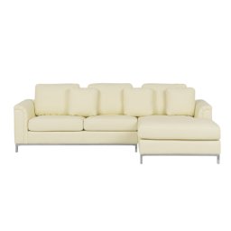 Ecksofa Beige Echtleder L-Förmig Linksseitig Modern Wohnzimmer