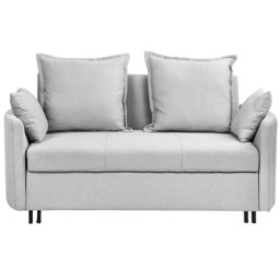 Sofa Hellgrau Polsterbezug 2-Sitzer Schlaffunktion Modern Zierkissen Wohnzimmer