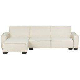 Ecksofa Beige Polsterbezug L-Förmig Rechtsseitig Schlaffunktion Minimalistisch Wohnzimmer
