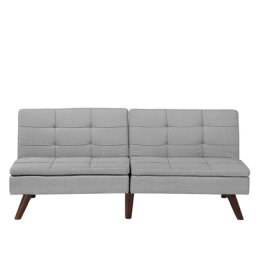 Sofa Hellgrau Polsterbezug 3-Sitzer Schlaffunktion Minimalistisch Modern Wohnzimmer