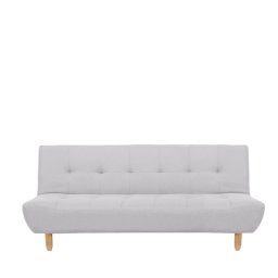 Sofa Hellgrau Polsterbezug 3-Sitzer Schlaffunktion Minimalistisch Wohnzimmer