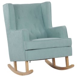 Schaukelsessel Mintgrün Polsterbezug mit Armlehnen Holzbeine Chesterfield Look Wohnzimmer Schlafzimmer Wohnbereich