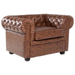 Sessel Braun Kunstleder Chesterfield Stil Wohnzimmer Salon