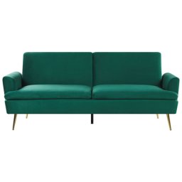 Sofa Dunkelgrün Samtstoff 3-Sitzer Schlaffunktion Klassisch Wohnzimmer