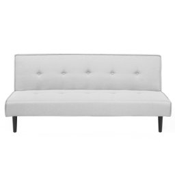 Sofa Hellgrau Polsterbezug 3-Sitzer Schlaffunktion Minimalistisch Wohnzimmer