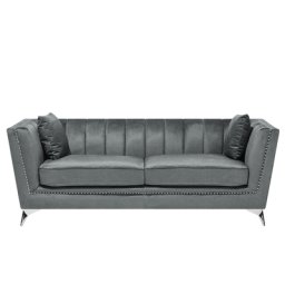 Sofa Grau Polsterbezug 3-Sitzer Glamourös Retro Zierkissen Wohnzimmer