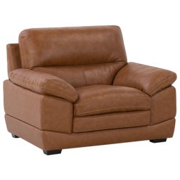 Sessel Braun Leder Kunstleder verchromtes Metall Kopfstütze Retro Stil Wohnzimmer