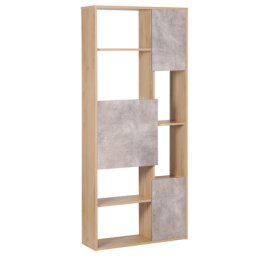 Regal Heller Holzfarbton/Betonoptik Spanplatte Melaminbeschichtung 175x75x24 cm 6 Fächer 3 Schränke Elegant Stauraum Aufbewahrung Wohnzimmer