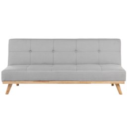 Sofa Hellgrau Polsterbezug 3-Sitzer Schlaffunktion Minimalistisch Wohnzimmer