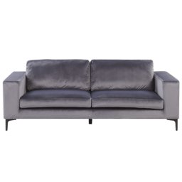 Sofa Dunkelgrau Polsterbezug 3-Sitzer Glamourös Retro Wohnzimmer