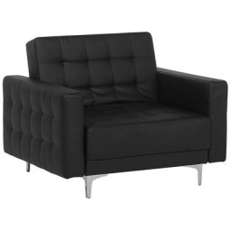 Sessel Schwarz Kunstleder Metall Einzelsessel Retro Stil Wohnzimmer