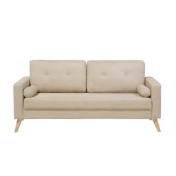 Sofa Hellbeige Polsterbezug 2-Sitzer Modern Zierkissen Wohnzimmer