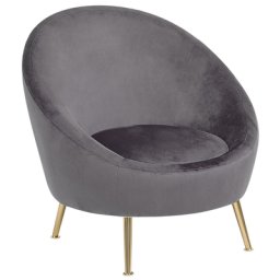 Sessel Grau Samtstoff Metall Runder Form Clubsessel Moderner-Look