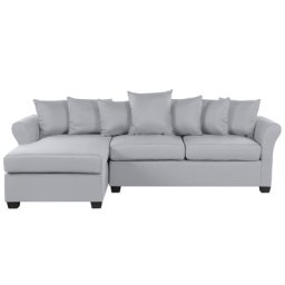 Ecksofa Grau Polyester L-Förmig Rechtsseitig Kissen Inklusive Minimalistisch Modern Wohnzimmer
